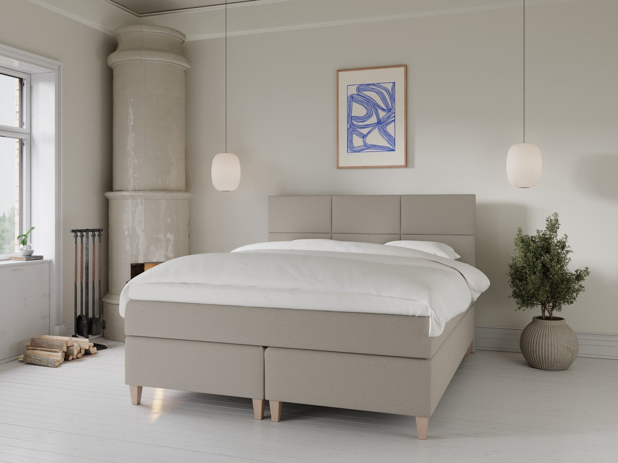 Snefrid Fjord 180x210 Sand Nordic Dream tilbyder senge med skandinavisk design og højkvalitets materialer. Oplev perfekt komfort for en god nattesøvn. Bestil din i dag!