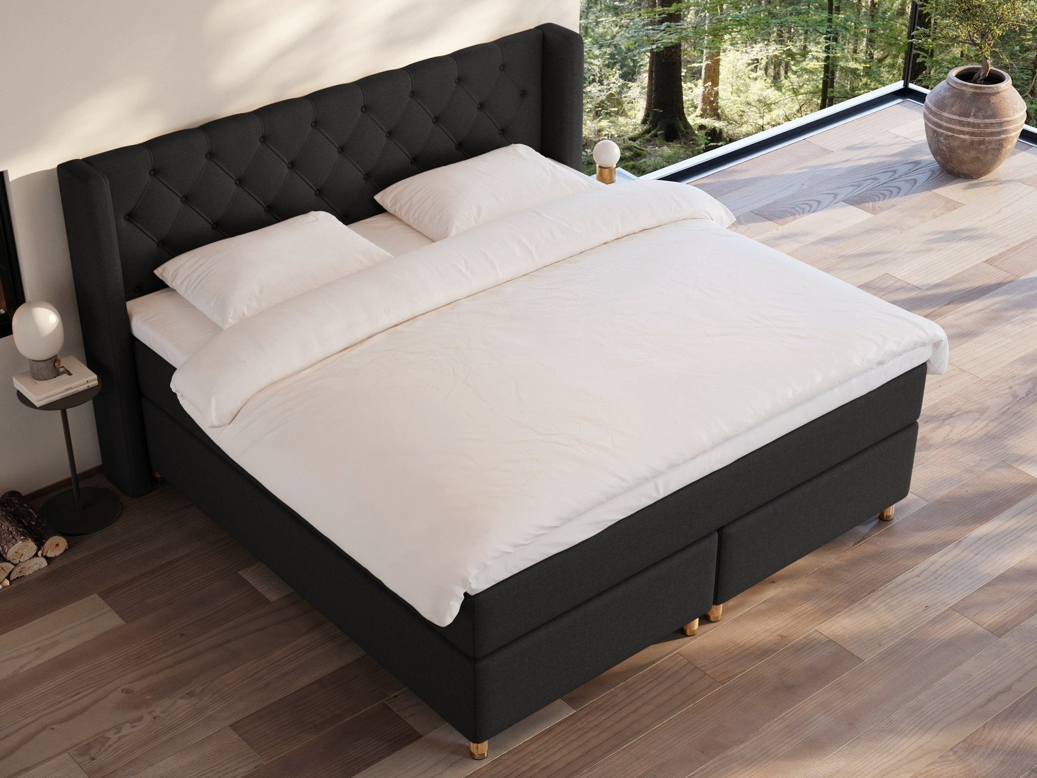 Eira Fjord 220x220 Antracit Nordic Dream tilbyder senge med skandinavisk design og højkvalitets materialer. Oplev perfekt komfort for en god nattesøvn. Bestil din i dag!