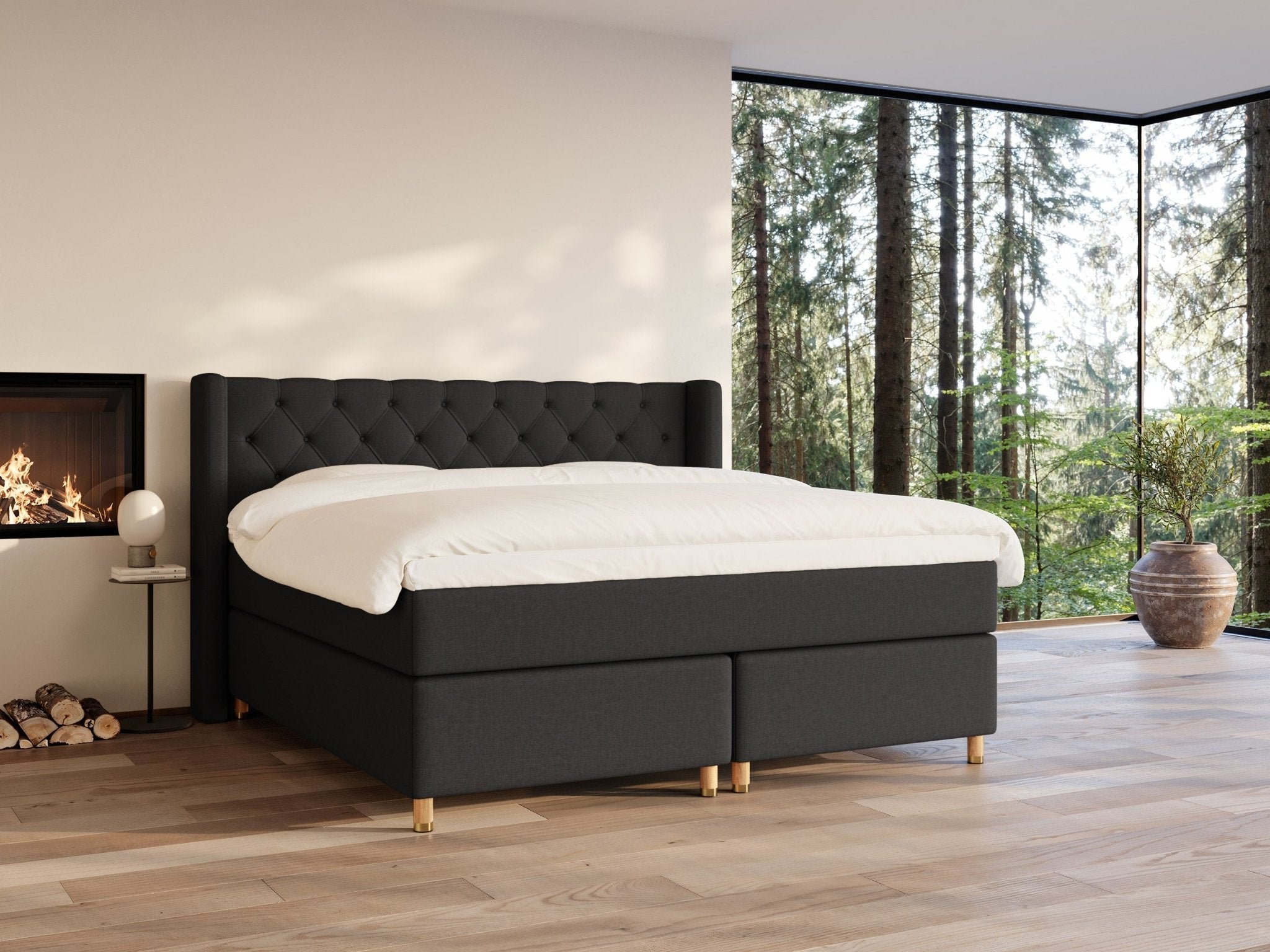 Eira Fjord 220x220 Antracit Nordic Dream tilbyder senge med skandinavisk design og højkvalitets materialer. Oplev perfekt komfort for en god nattesøvn. Bestil din i dag!