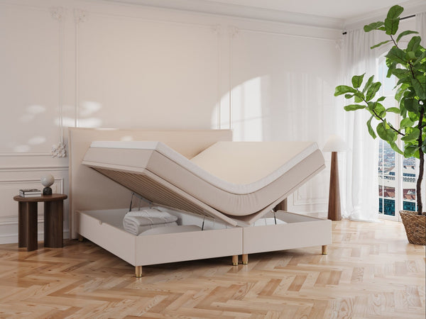 Alva Nordlys 160x200 Sand Nordic Dream tilbyder senge med skandinavisk design og højkvalitets materialer. Oplev perfekt komfort for en god nattesøvn. Bestil din i dag!