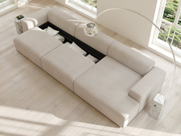 Aria | 150x365 | Bouclé cream - Chaiselong - Højre - Nordic Dream