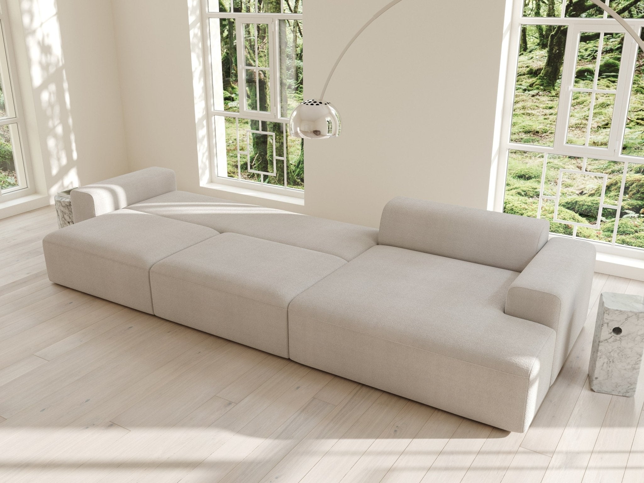 Aria | 150x365 | Bouclé cream - Chaiselong - Højre - Nordic Dream