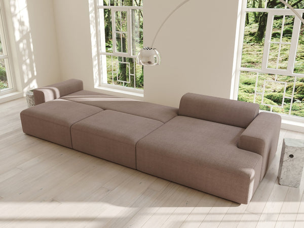 Aria | 150x365 | Bouclé latte - Chaiselong - Højre - Nordic Dream