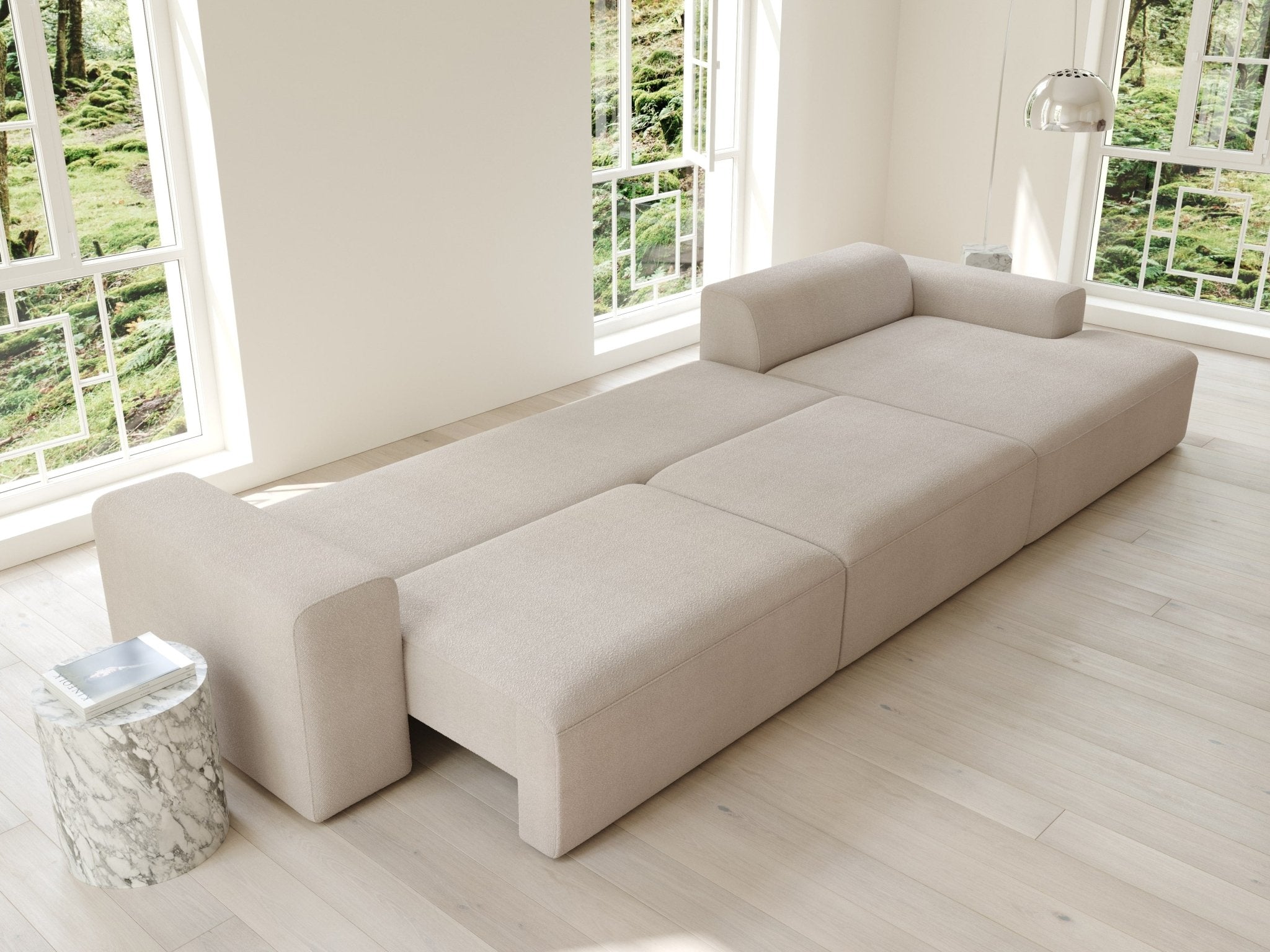 Aria | 150x365 | Bouclé cream - Chaiselong - Højre - Nordic Dream