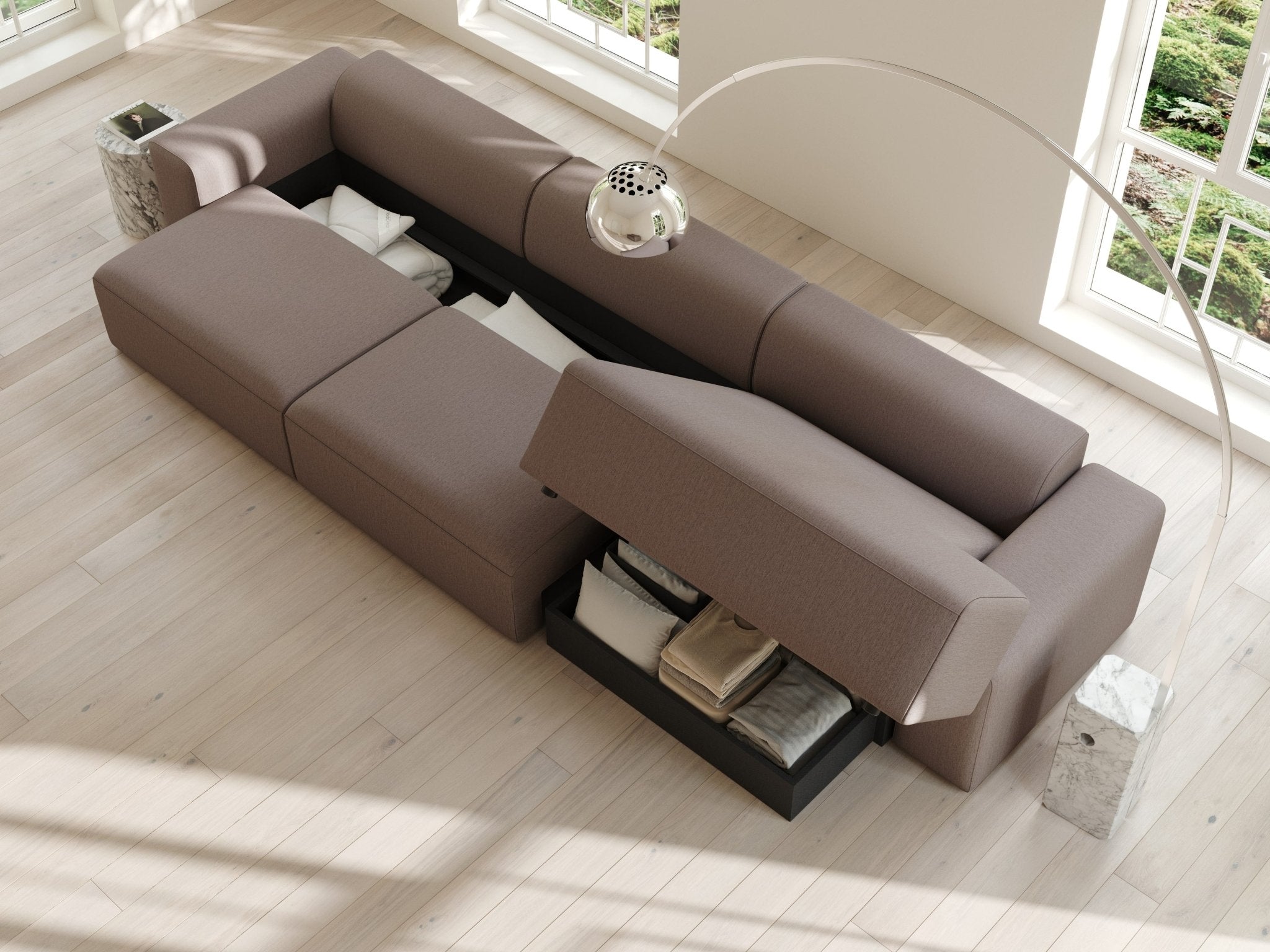 Aria | 150x365 | Mocha - Chaiselong - Venstre - Nordic Dream