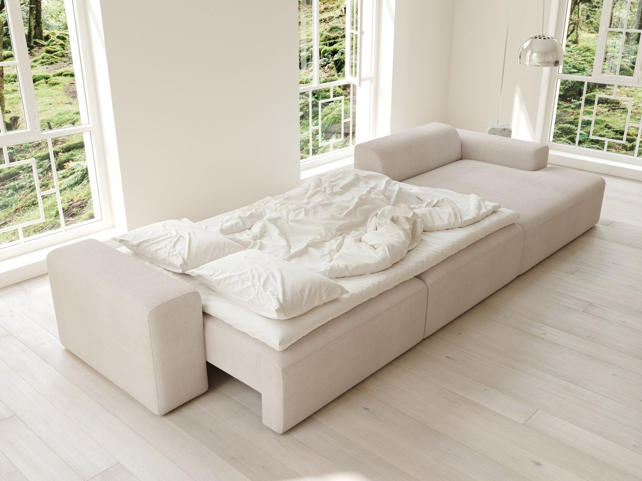 Aria | 150x365 | Bouclé cream - Chaiselong - Venstre - Nordic Dream