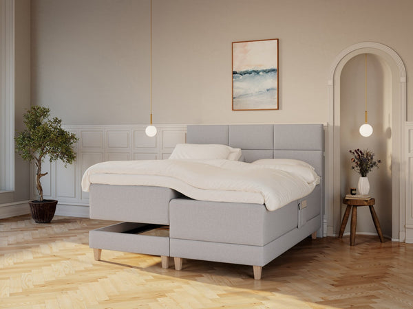 Aura Nordlys 160x200 Lys grå Nordic Dream tilbyder senge med skandinavisk design og højkvalitets materialer. Oplev perfekt komfort for en god nattesøvn. Bestil din i dag!
