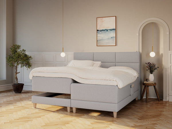Aura Nordlys 210x210 Lys grå Nordic Dream tilbyder senge med skandinavisk design og højkvalitets materialer. Oplev perfekt komfort for en god nattesøvn. Bestil din i dag!