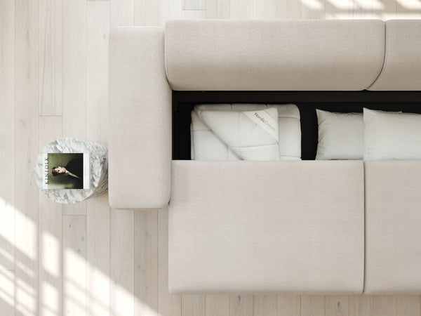 Aria | 150x365 | Bouclé cream - Chaiselong - Højre - Nordic Dream