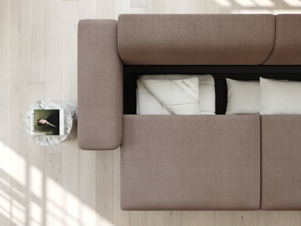 Aria | 150x365 | Bouclé latte - Chaiselong - Højre - Nordic Dream