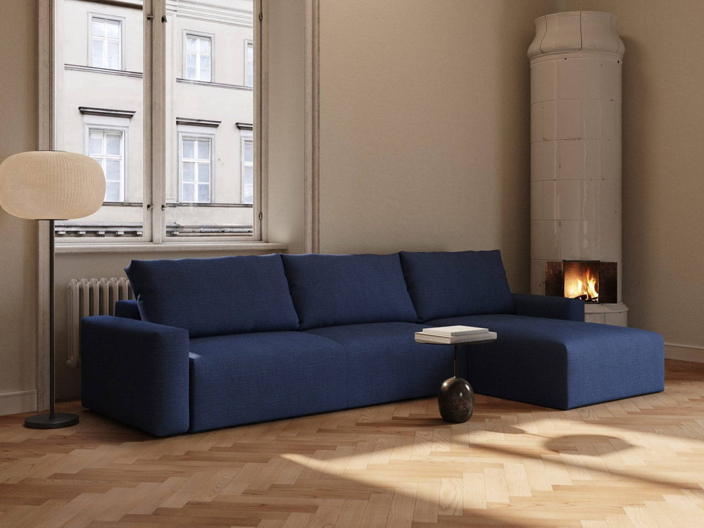 Dyb blå sovesofa