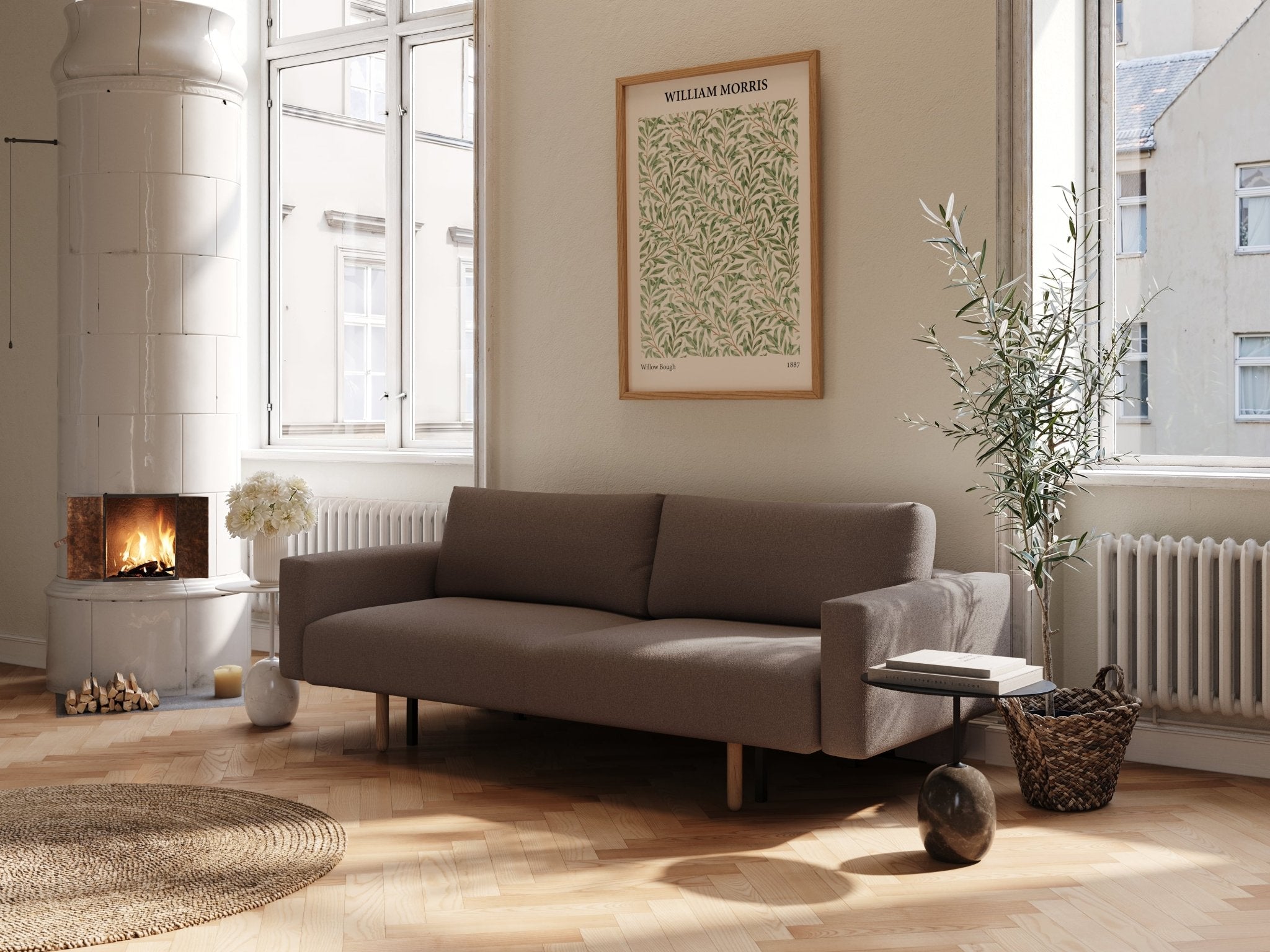 Maya | 140x200 | Bouclé mørk brun - uden armlæn | 530 - Nordic Dream