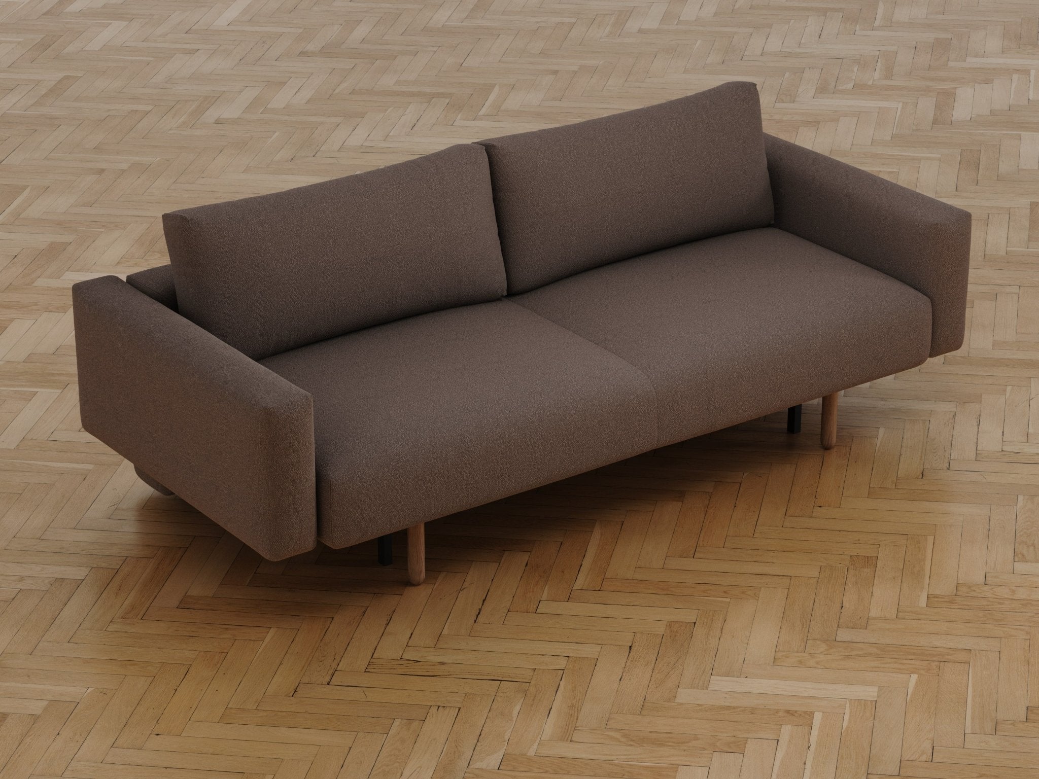 Maya | 140x200 | Bouclé Mørk brun - med armlæn | 530 - Nordic Dream