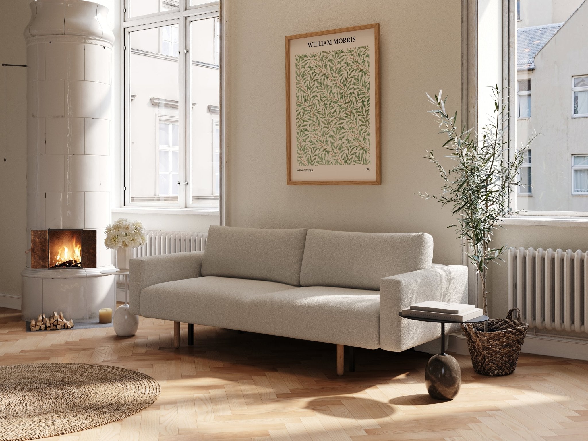 Maya | 140x200 | Bouclé beige - uden armlæn | 539 - Nordic Dream