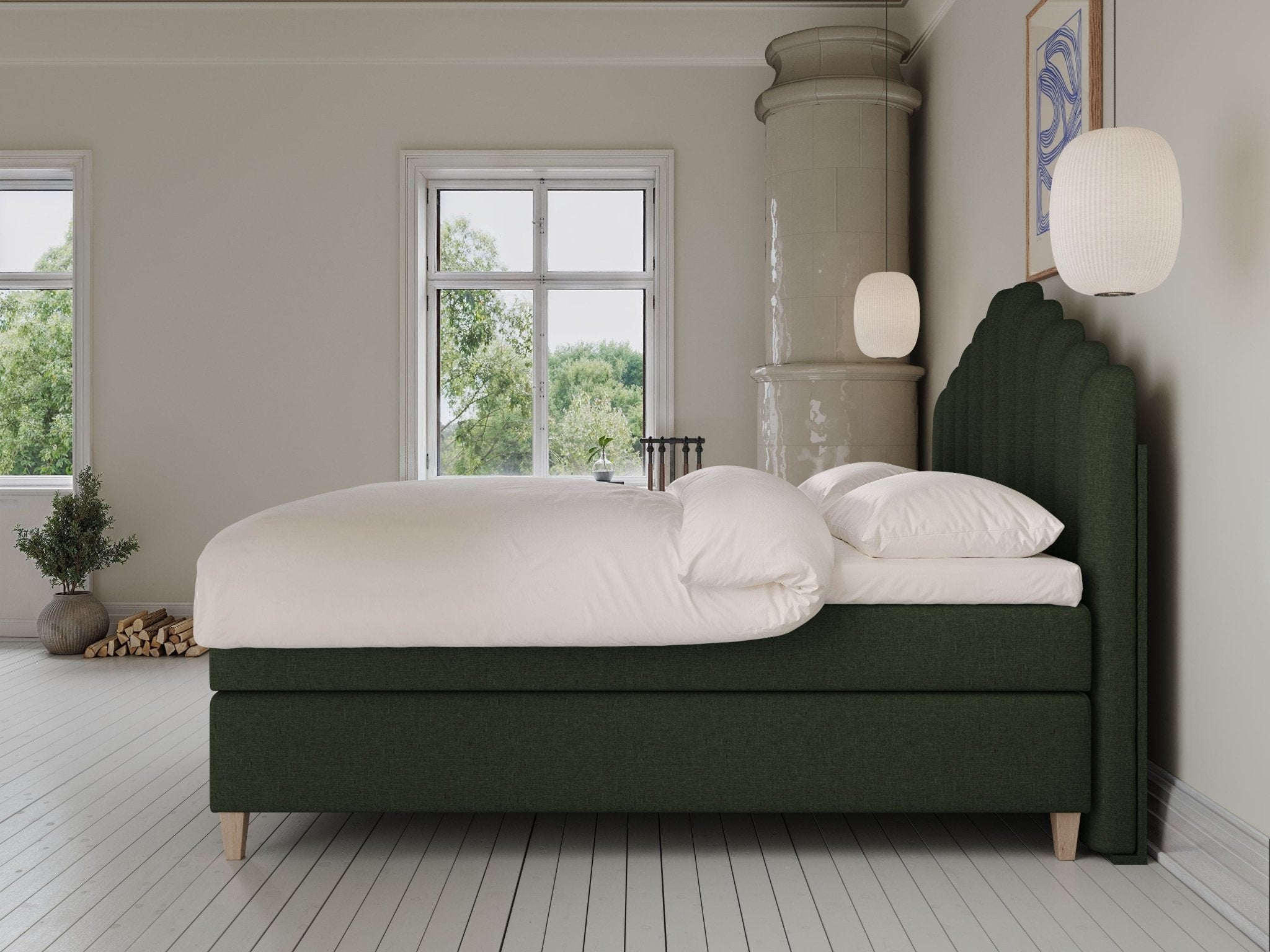 Snefrid Fjord 180x210 Dyb grøn Nordic Dream tilbyder senge med skandinavisk design og højkvalitets materialer. Oplev perfekt komfort for en god nattesøvn. Bestil din i dag!