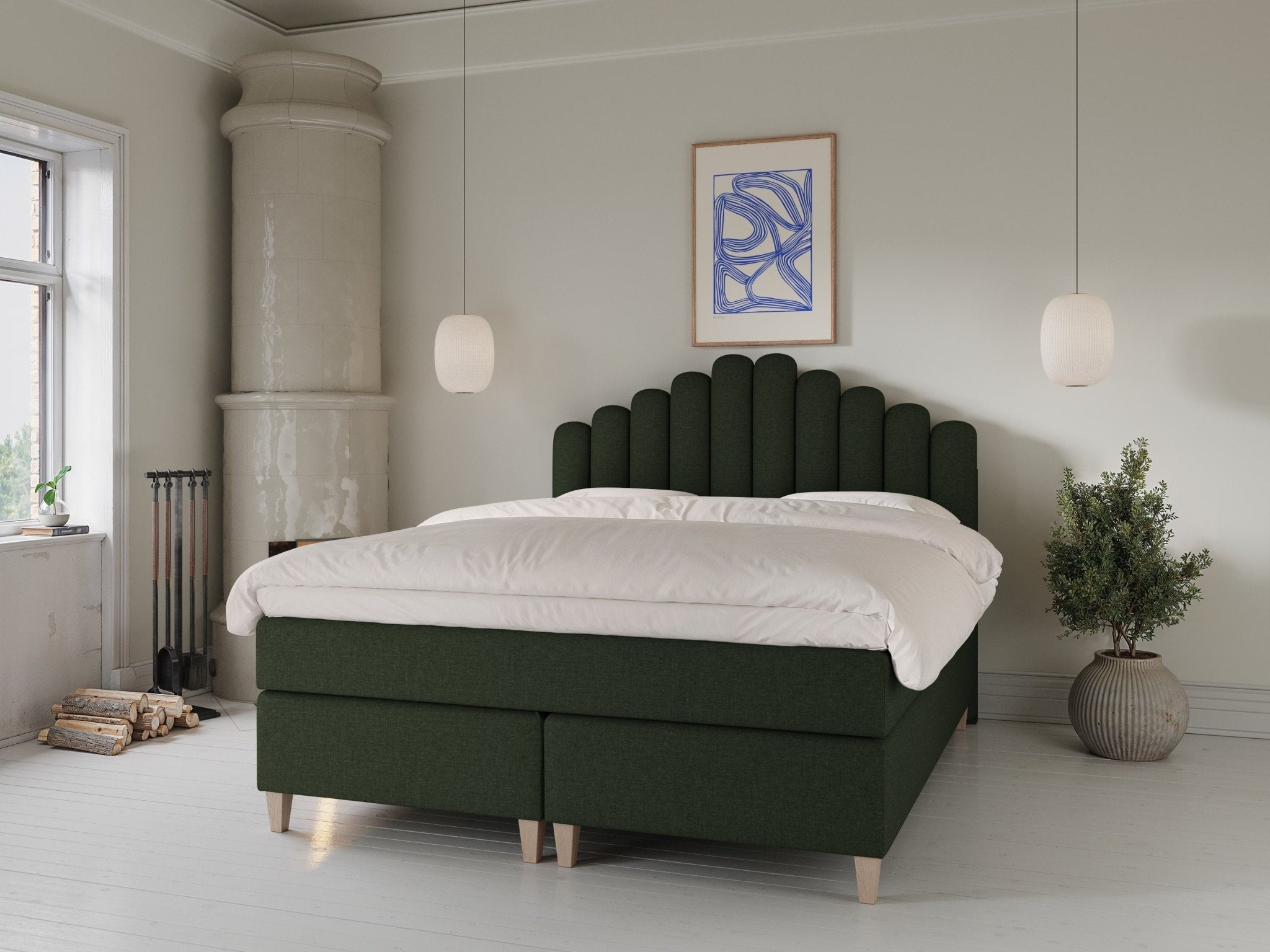 Snefrid Fjord 180x210 Dyb grøn Nordic Dream tilbyder senge med skandinavisk design og højkvalitets materialer. Oplev perfekt komfort for en god nattesøvn. Bestil din i dag!