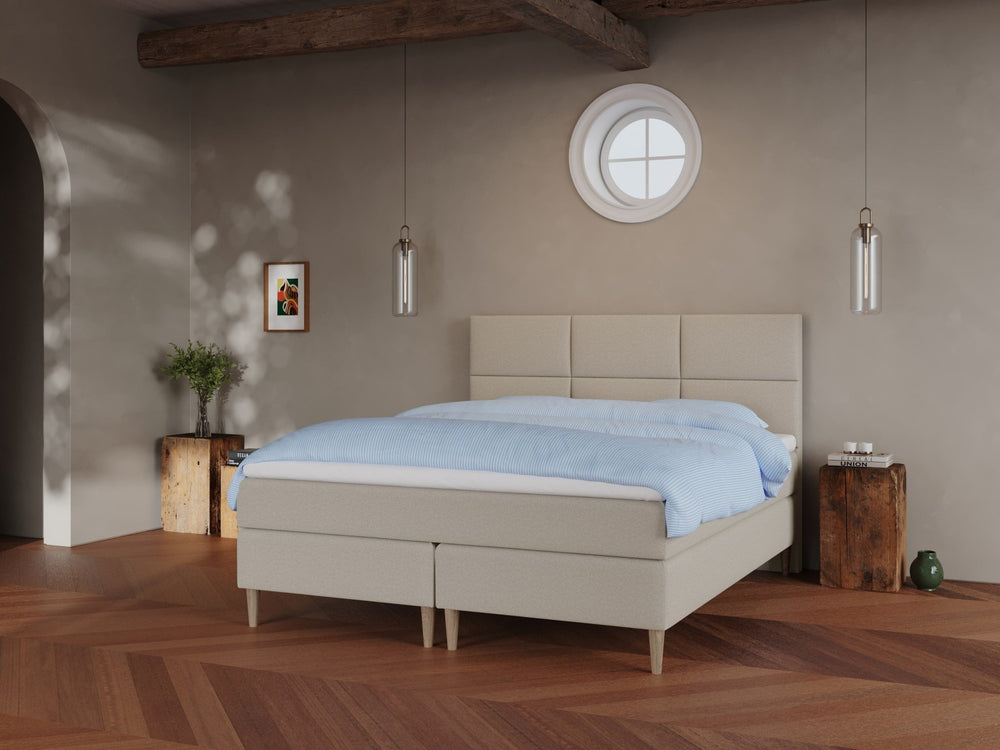 Svanhild Älv 180x200 Sand Nordic Dream tilbyder senge med skandinavisk design og højkvalitets materialer. Oplev perfekt komfort for en god nattesøvn. Bestil din i dag!