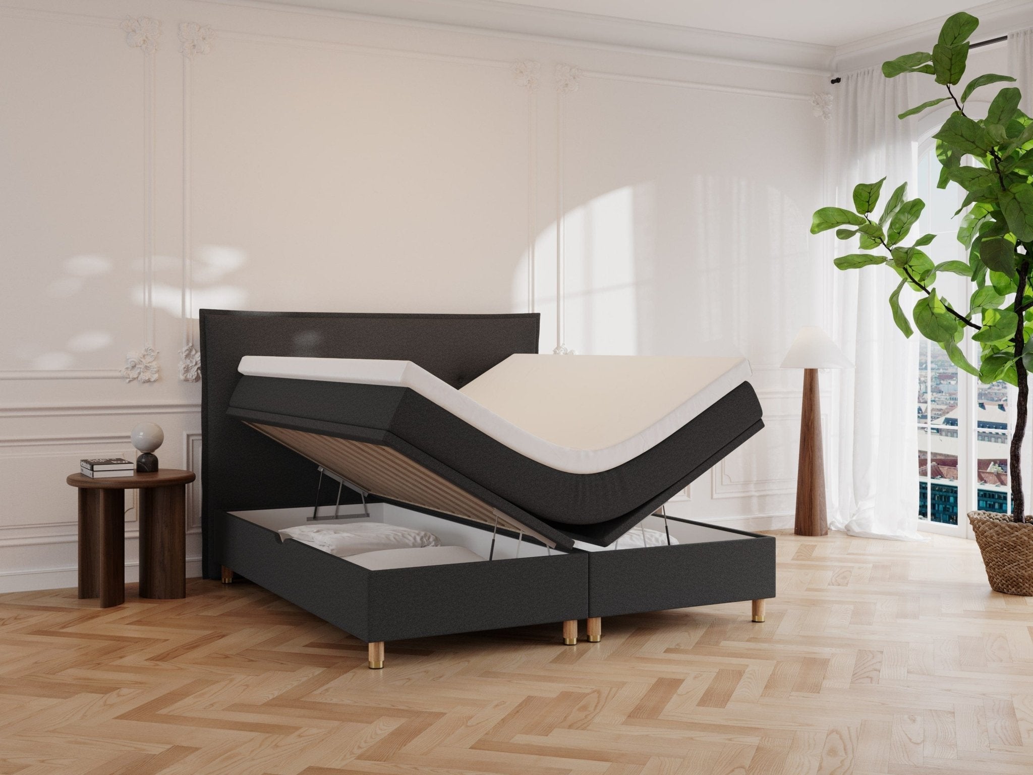 Alva Älv 160x200 Antracit Nordic Dream tilbyder senge med skandinavisk design og højkvalitets materialer. Oplev perfekt komfort for en god nattesøvn. Bestil din i dag!