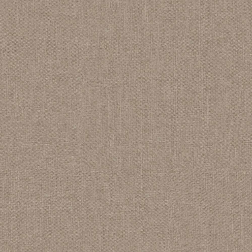 Brun stofprøve 20x10 cm med fint, vævet linnedlignende struktur og varm beige-brun farve.