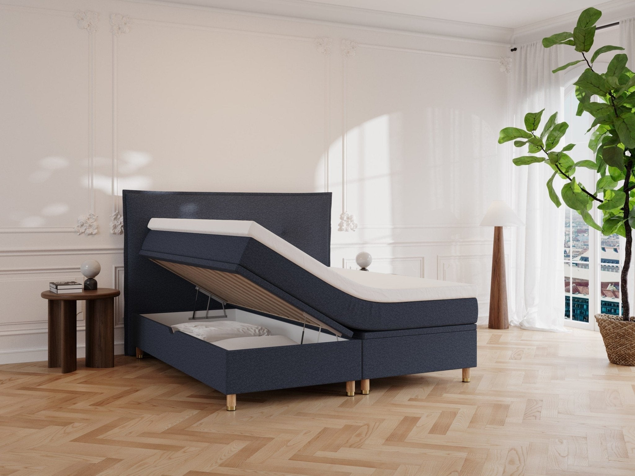 Alva Fjäll 160x200 Dyb blå Nordic Dream tilbyder senge med skandinavisk design og højkvalitets materialer. Oplev perfekt komfort for en god nattesøvn. Bestil din i dag!