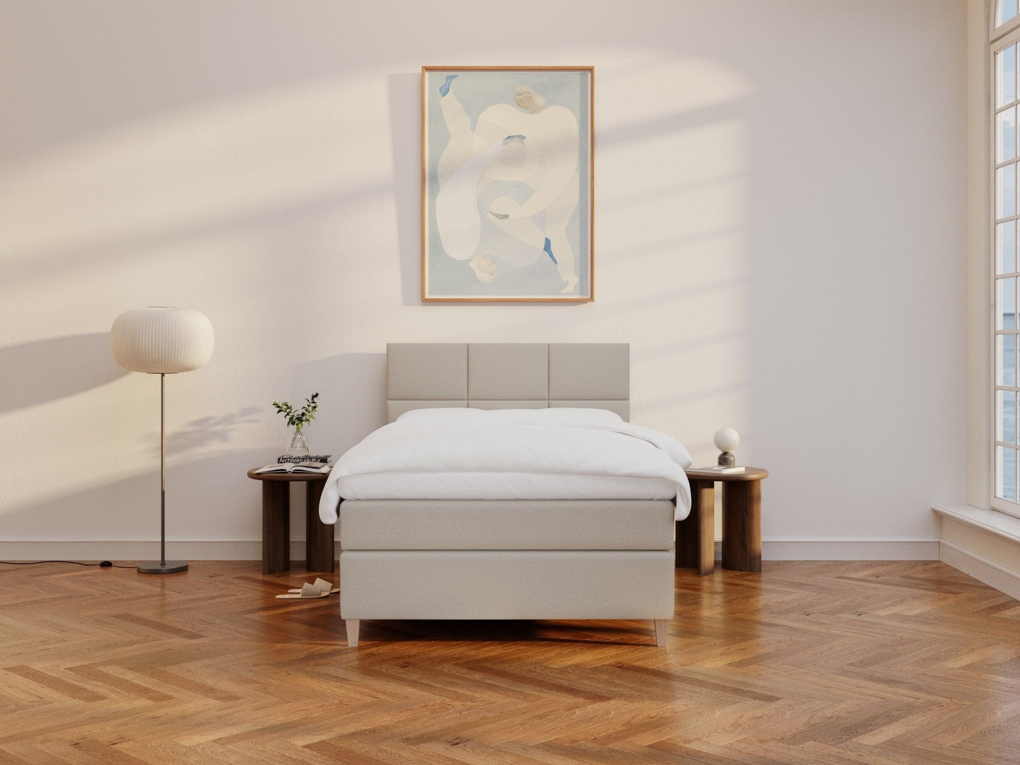 Snefrid Älv 120x200 Sand Nordic Dream tilbyder senge med skandinavisk design og højkvalitets materialer. Oplev perfekt komfort for en god nattesøvn. Bestil din i dag!