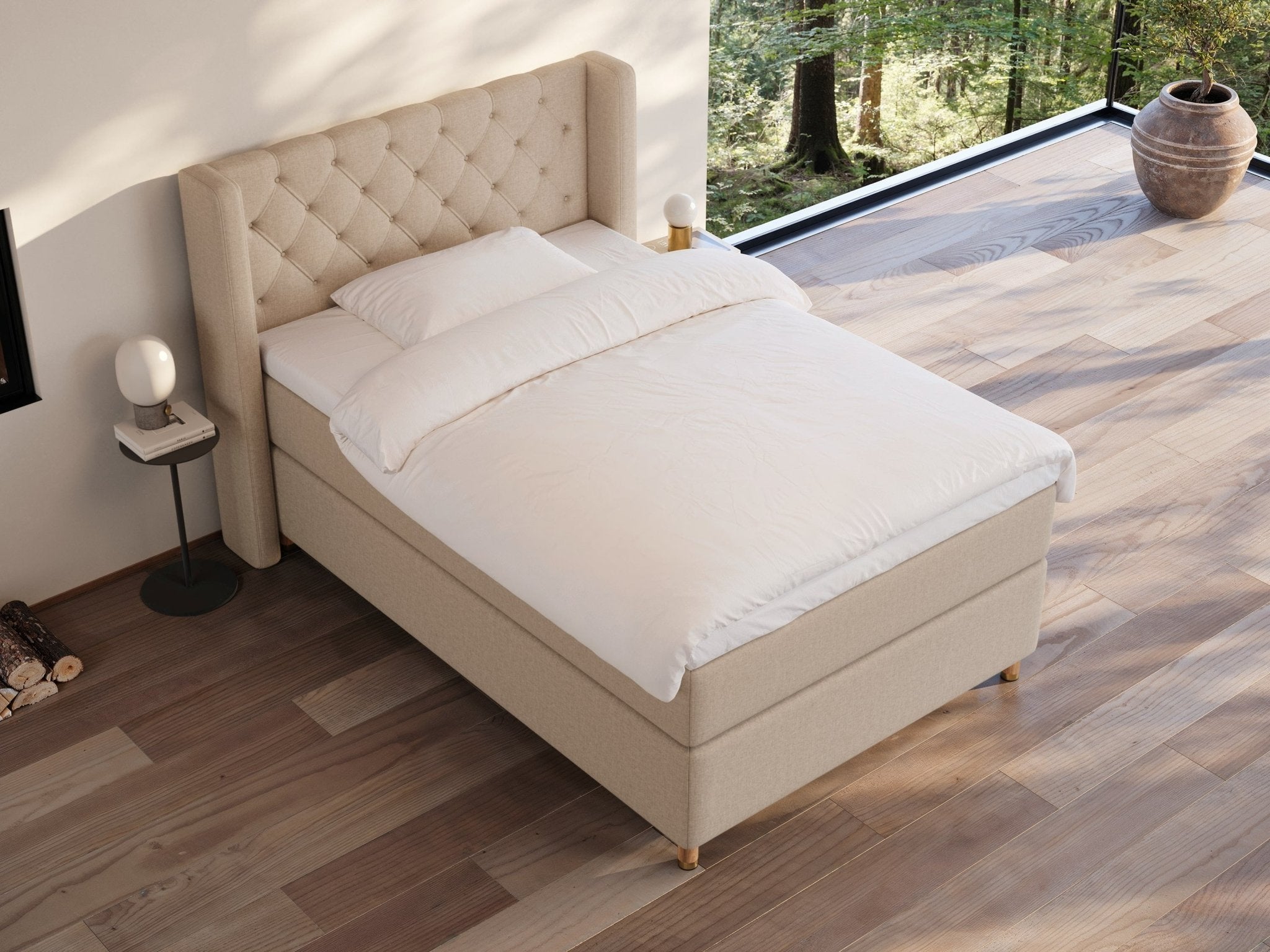 Eira Fjord 140x200 Sand Nordic Dream tilbyder senge med skandinavisk design og højkvalitets materialer. Oplev perfekt komfort for en god nattesøvn. Bestil din i dag!