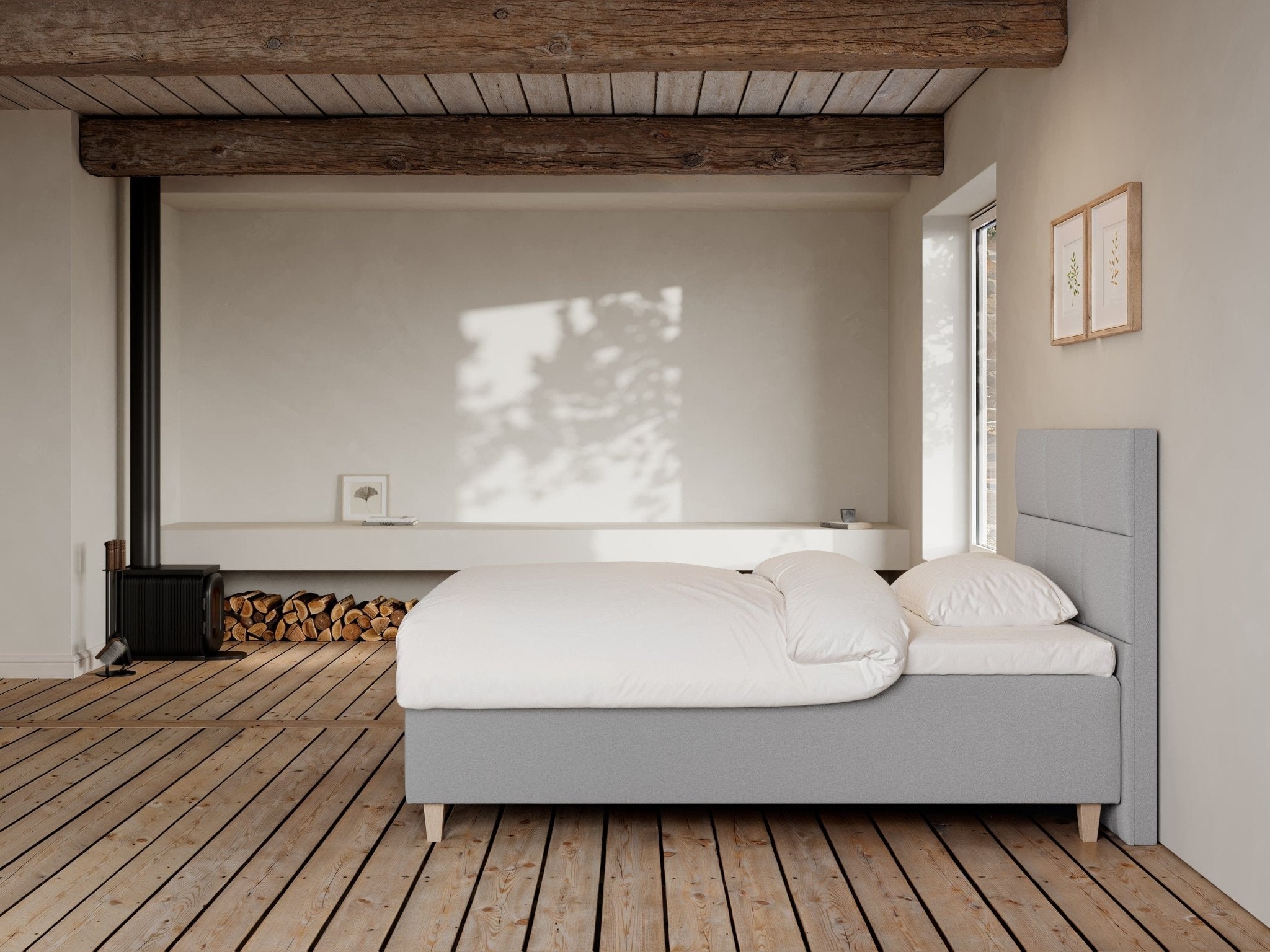 Freja Fjord 140x210 Lys grå Nordic Dream tilbyder senge med skandinavisk design og højkvalitets materialer. Oplev perfekt komfort for en god nattesøvn. Bestil din i dag!