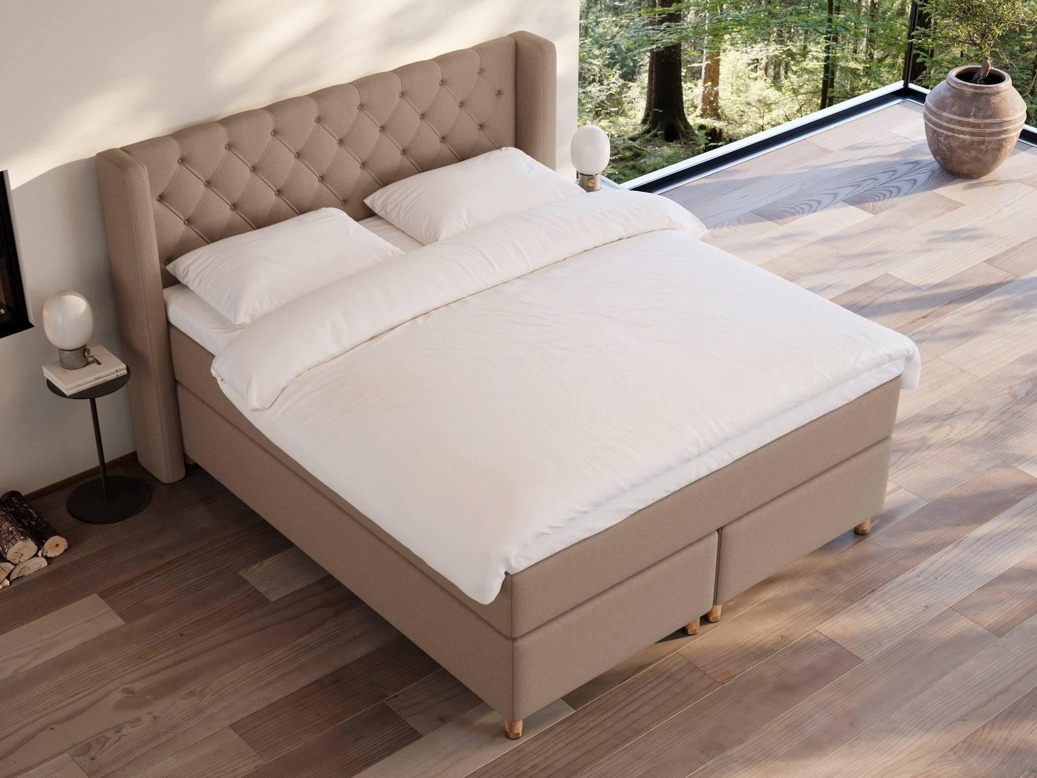 Eira Fjord 160x200 Brun Nordic Dream tilbyder senge med skandinavisk design og højkvalitets materialer. Oplev perfekt komfort for en god nattesøvn. Bestil din i dag!