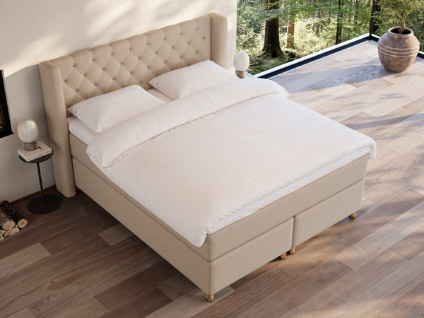 Eira Fjord 160x210 Sand Nordic Dream tilbyder senge med skandinavisk design og højkvalitets materialer. Oplev perfekt komfort for en god nattesøvn. Bestil din i dag!