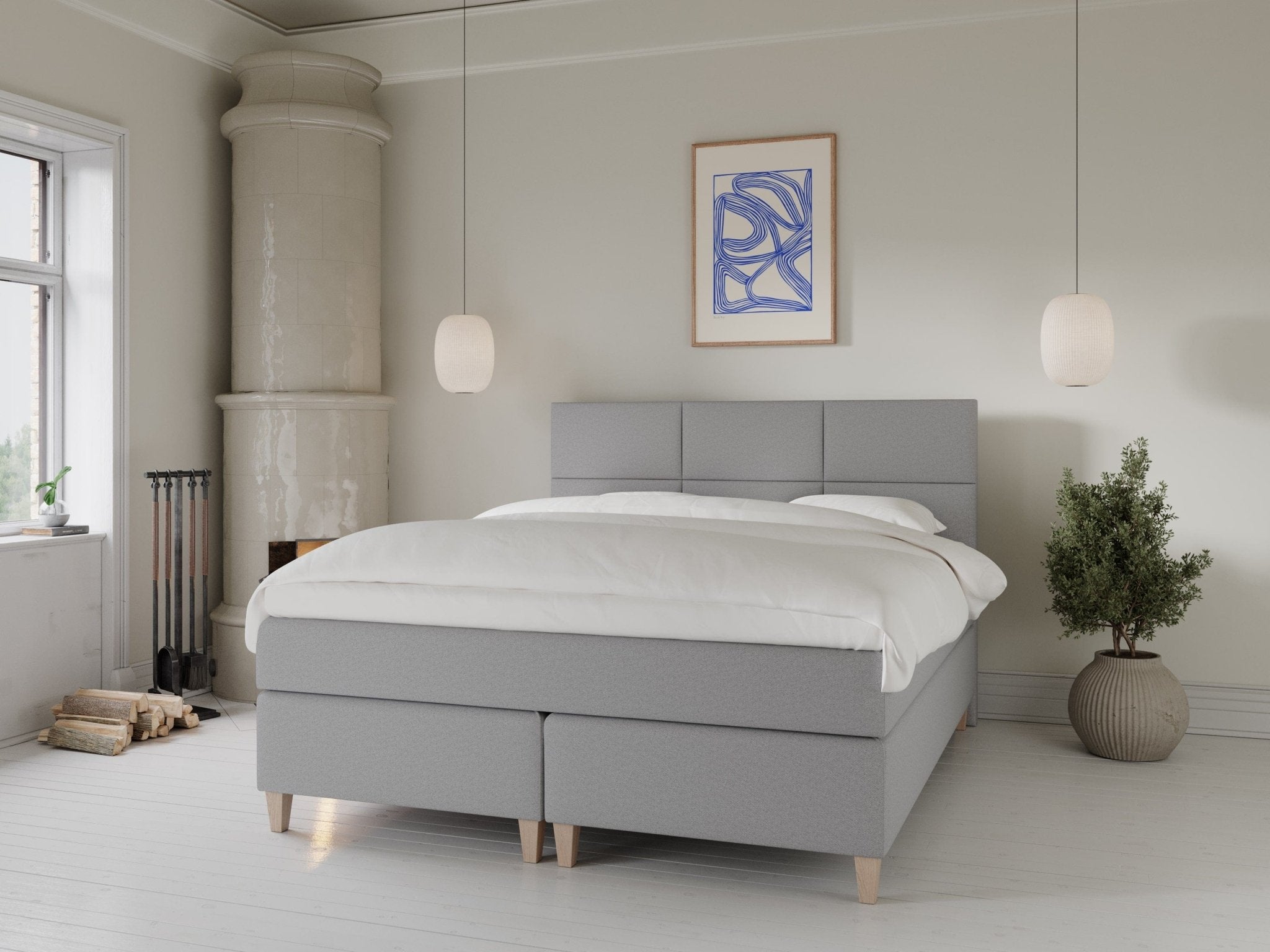 Snefrid Fjord 160x200 Lys grå Nordic Dream tilbyder senge med skandinavisk design og højkvalitets materialer. Oplev perfekt komfort for en god nattesøvn. Bestil din i dag!