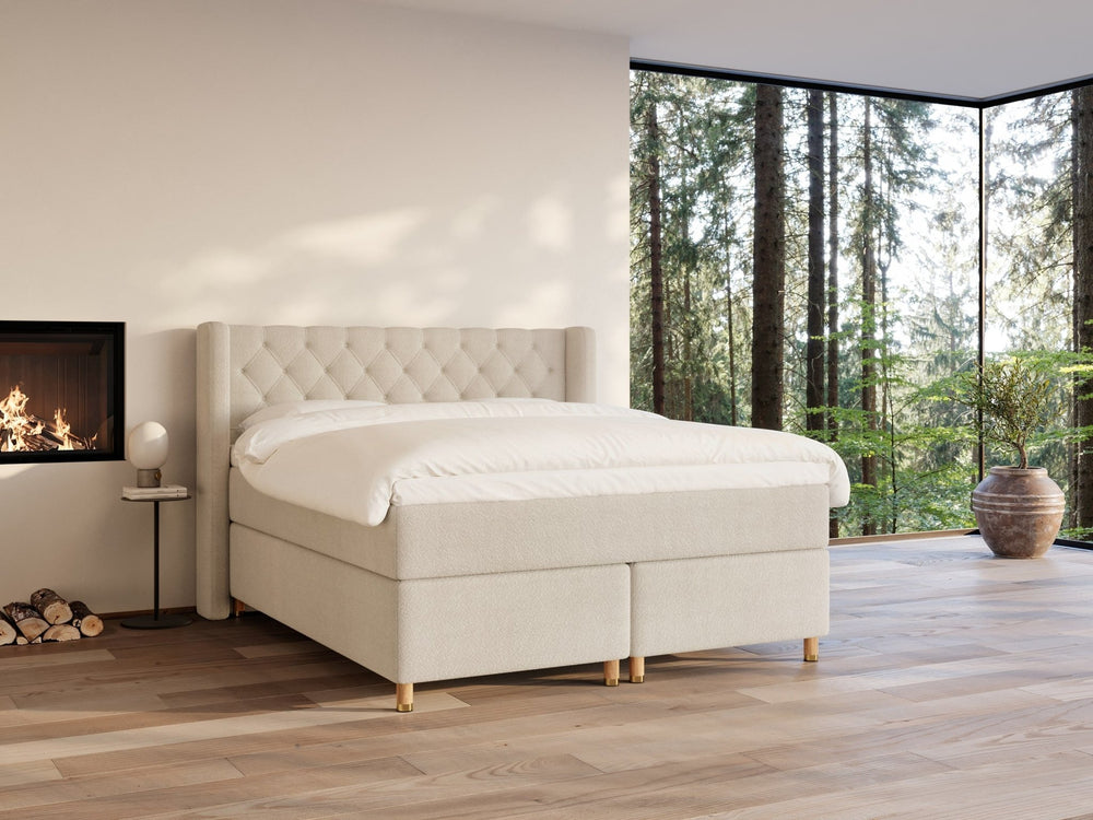 Eira Fjord 160x210 Bouclé cream Nordic Dream tilbyder senge med skandinavisk design og højkvalitets materialer. Oplev perfekt komfort for en god nattesøvn. Bestil din i dag!