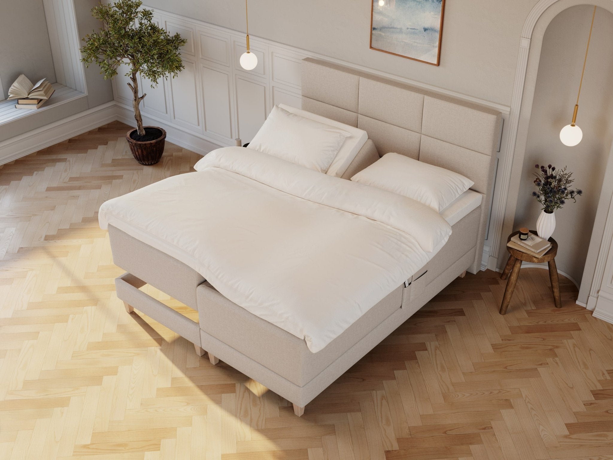 Aura Nordlys 180x200 Sand Nordic Dream tilbyder senge med skandinavisk design og højkvalitets materialer. Oplev perfekt komfort for en god nattesøvn. Bestil din i dag!