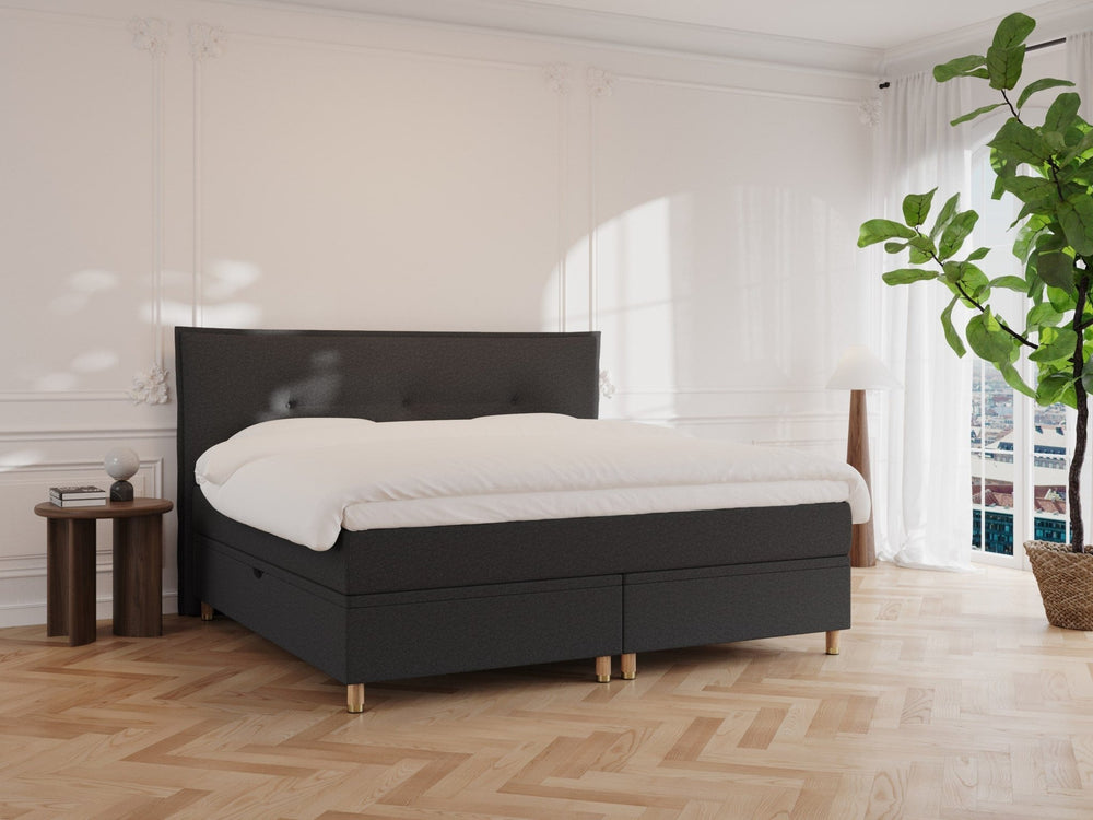 Alva Älv 200x200 Antracit Nordic Dream tilbyder senge med skandinavisk design og højkvalitets materialer. Oplev perfekt komfort for en god nattesøvn. Bestil din i dag!