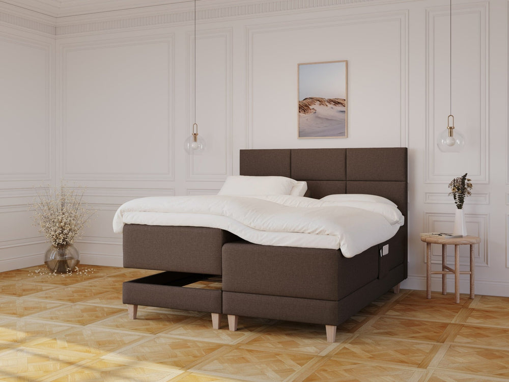 Aura Älv 160x200 Mørk brun Nordic Dream tilbyder senge med skandinavisk design og højkvalitets materialer. Oplev perfekt komfort for en god nattesøvn. Bestil din i dag!