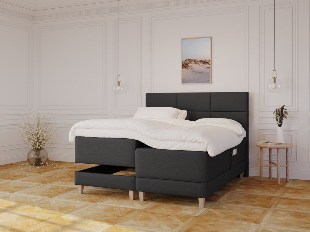 Aura Fjord 160x200 Antracit Nordic Dream tilbyder senge med skandinavisk design og højkvalitets materialer. Oplev perfekt komfort for en god nattesøvn. Bestil din i dag!