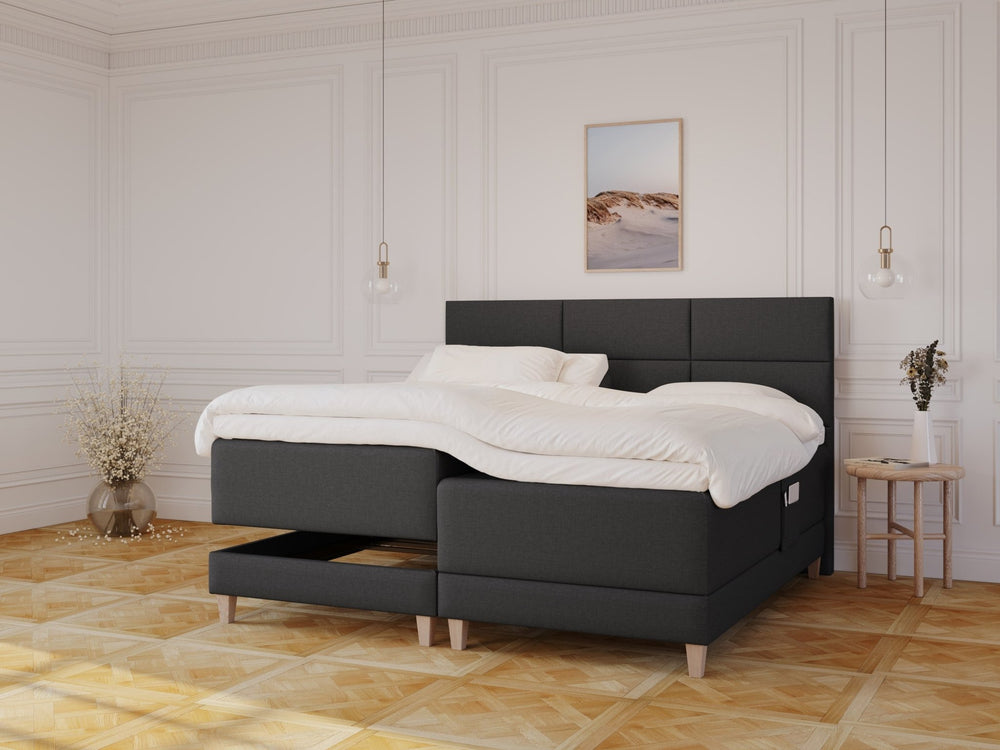 Aura Fjord 210x210 Antracit Nordic Dream tilbyder senge med skandinavisk design og højkvalitets materialer. Oplev perfekt komfort for en god nattesøvn. Bestil din i dag!