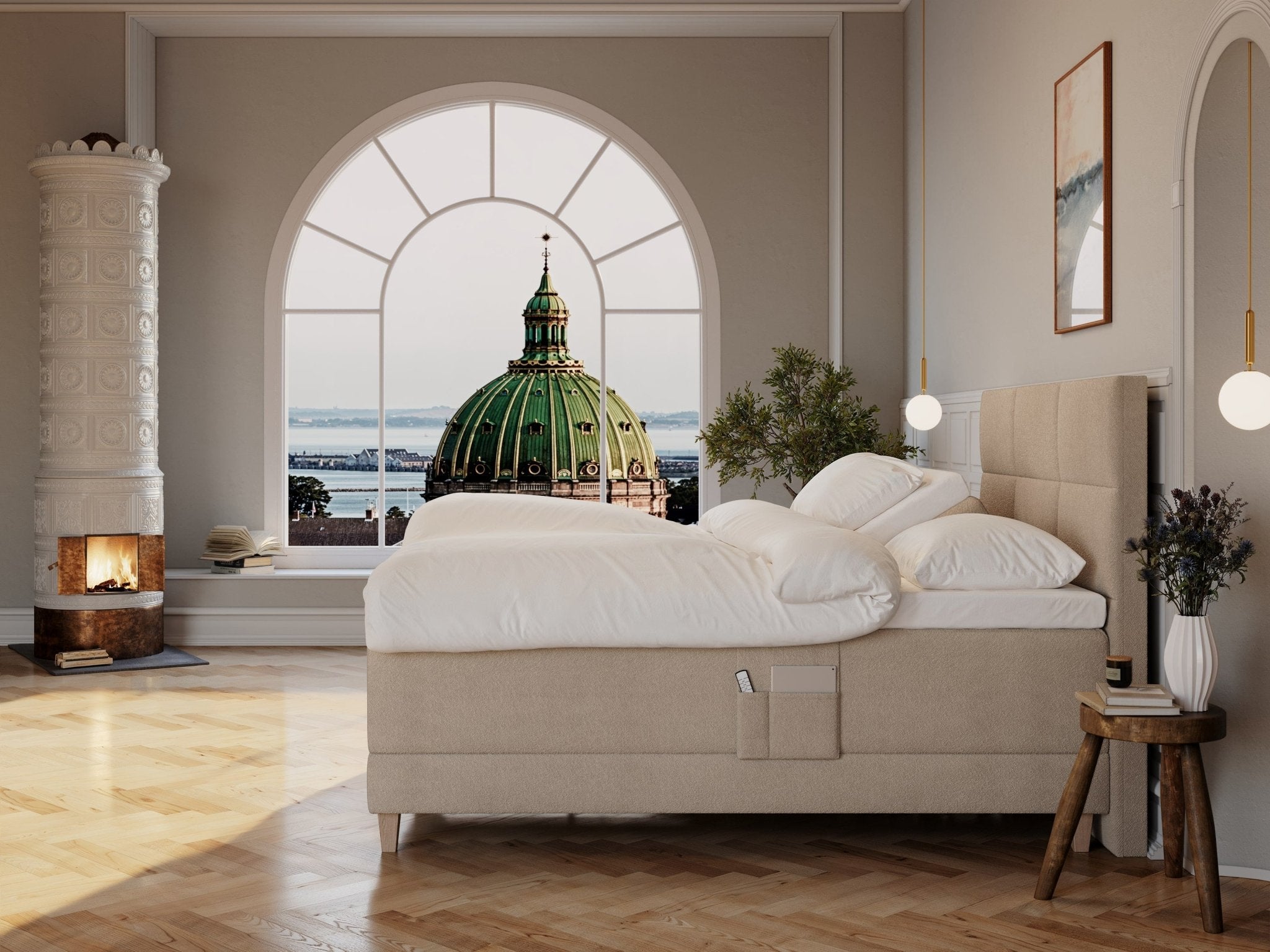 Aura Nordlys 180x210 Bouclé latte Nordic Dream tilbyder senge med skandinavisk design og højkvalitets materialer. Oplev perfekt komfort for en god nattesøvn. Bestil din i dag!