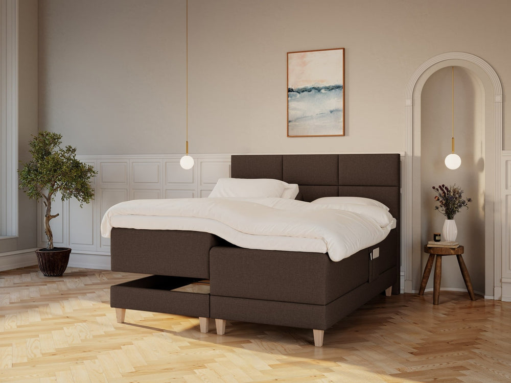 Aura Nordlys 160x200 Mørk brun Nordic Dream tilbyder senge med skandinavisk design og højkvalitets materialer. Oplev perfekt komfort for en god nattesøvn. Bestil din i dag!