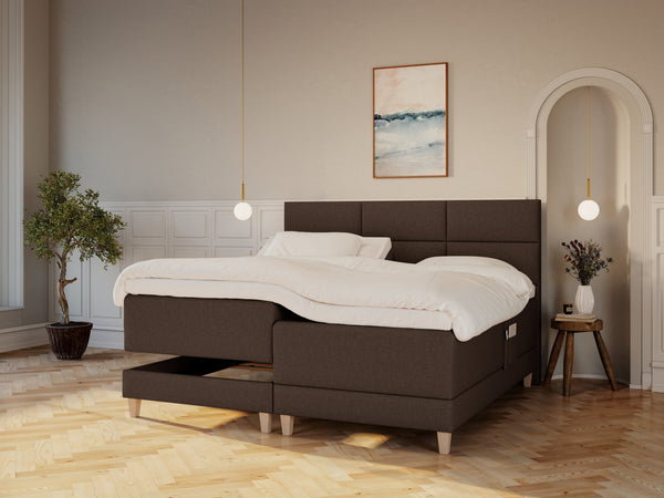 Aura Nordlys 210x210 Mørk brun Nordic Dream tilbyder senge med skandinavisk design og højkvalitets materialer. Oplev perfekt komfort for en god nattesøvn. Bestil din i dag!