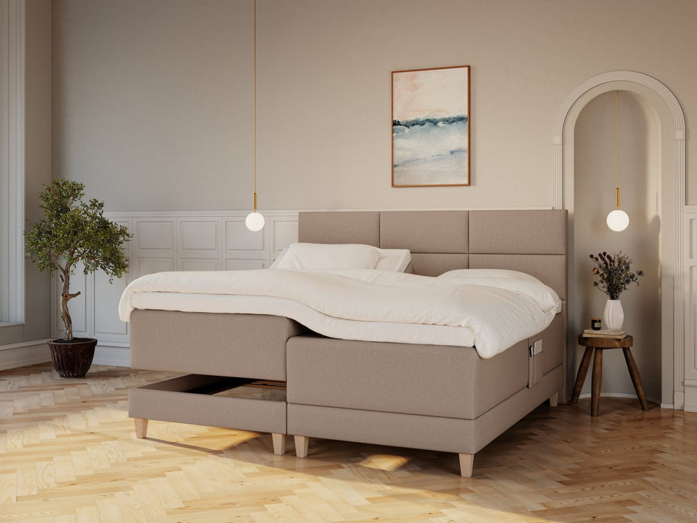 Aura Nordlys 210x210 Brun Nordic Dream tilbyder senge med skandinavisk design og højkvalitets materialer. Oplev perfekt komfort for en god nattesøvn. Bestil din i dag!