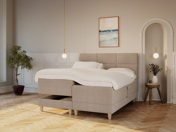 Aura Älv 180x210 Bouclé latte Nordic Dream tilbyder senge med skandinavisk design og højkvalitets materialer. Oplev perfekt komfort for en god nattesøvn. Bestil din i dag!