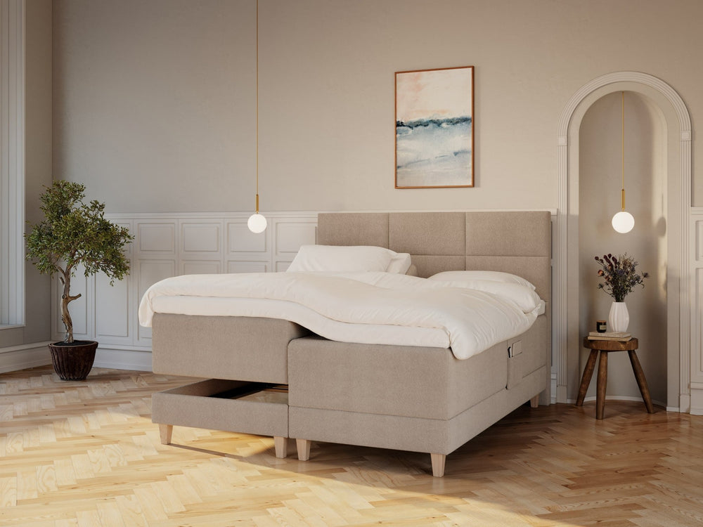 Aura Älv 180x200 Bouclé latte Nordic Dream tilbyder senge med skandinavisk design og højkvalitets materialer. Oplev perfekt komfort for en god nattesøvn. Bestil din i dag!