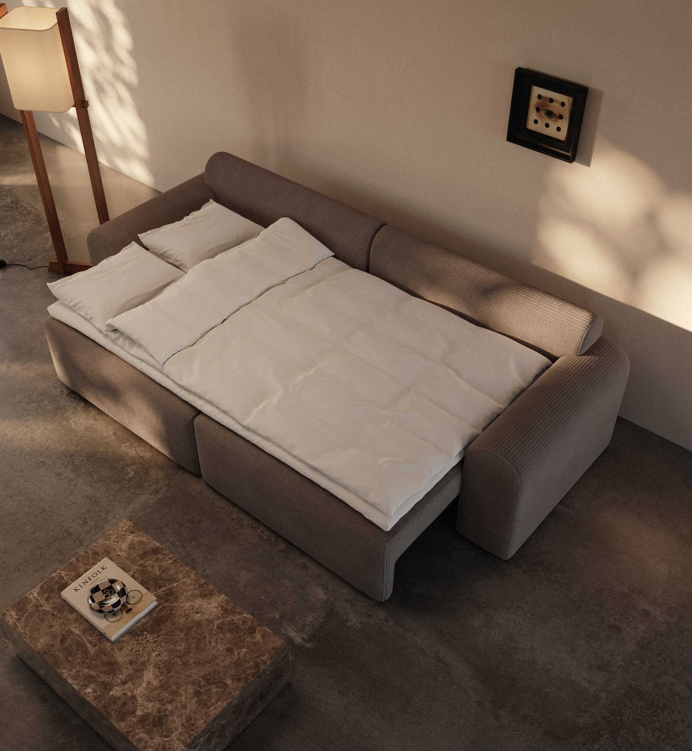 Cala | 133x200 | Latte fløjl | 596 - Nordic Dream Senge