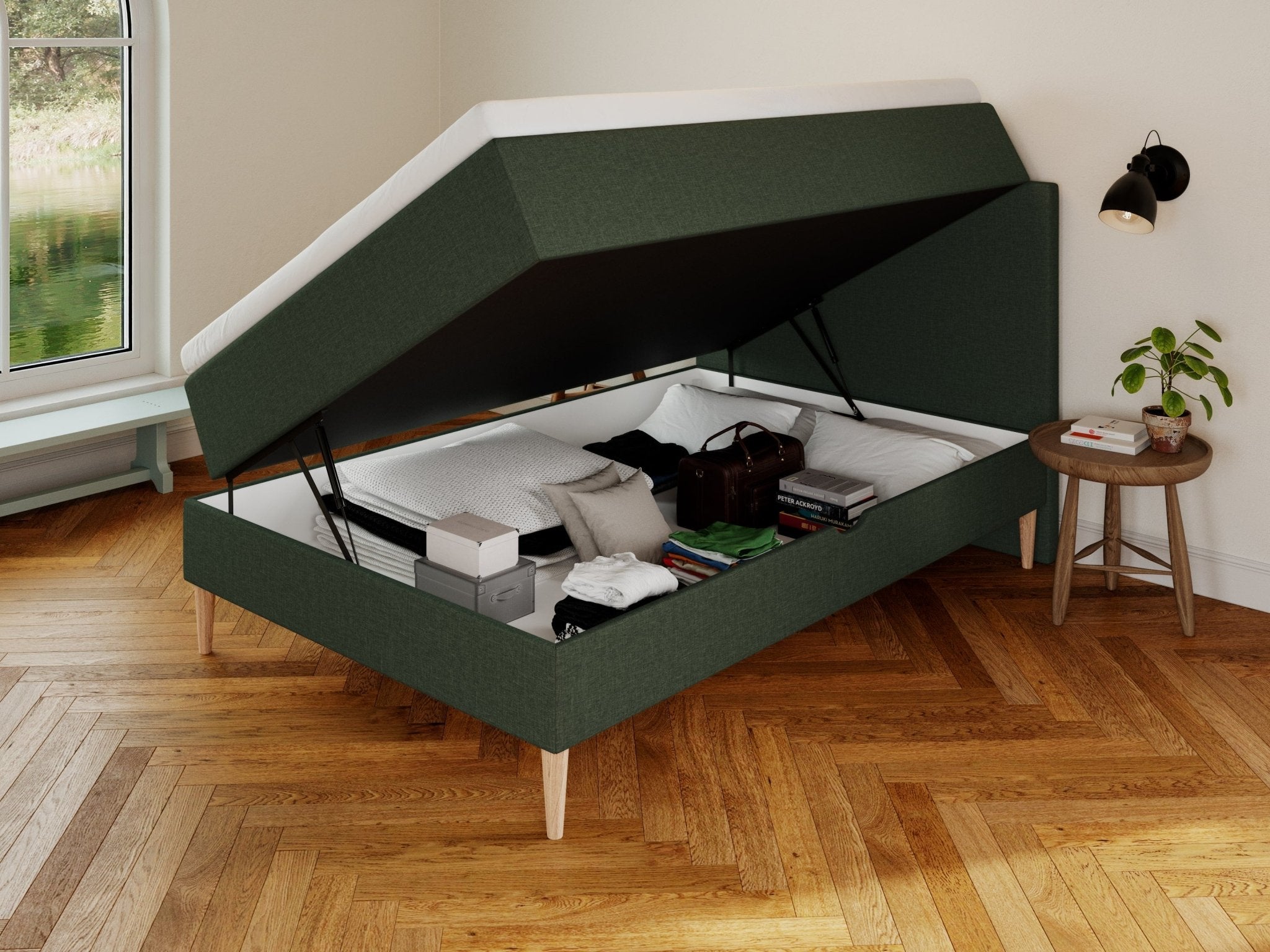 Astrid Nordlys 120x200 Dyb grøn Nordic Dream tilbyder senge med skandinavisk design og højkvalitets materialer. Oplev perfekt komfort for en god nattesøvn. Bestil din i dag!