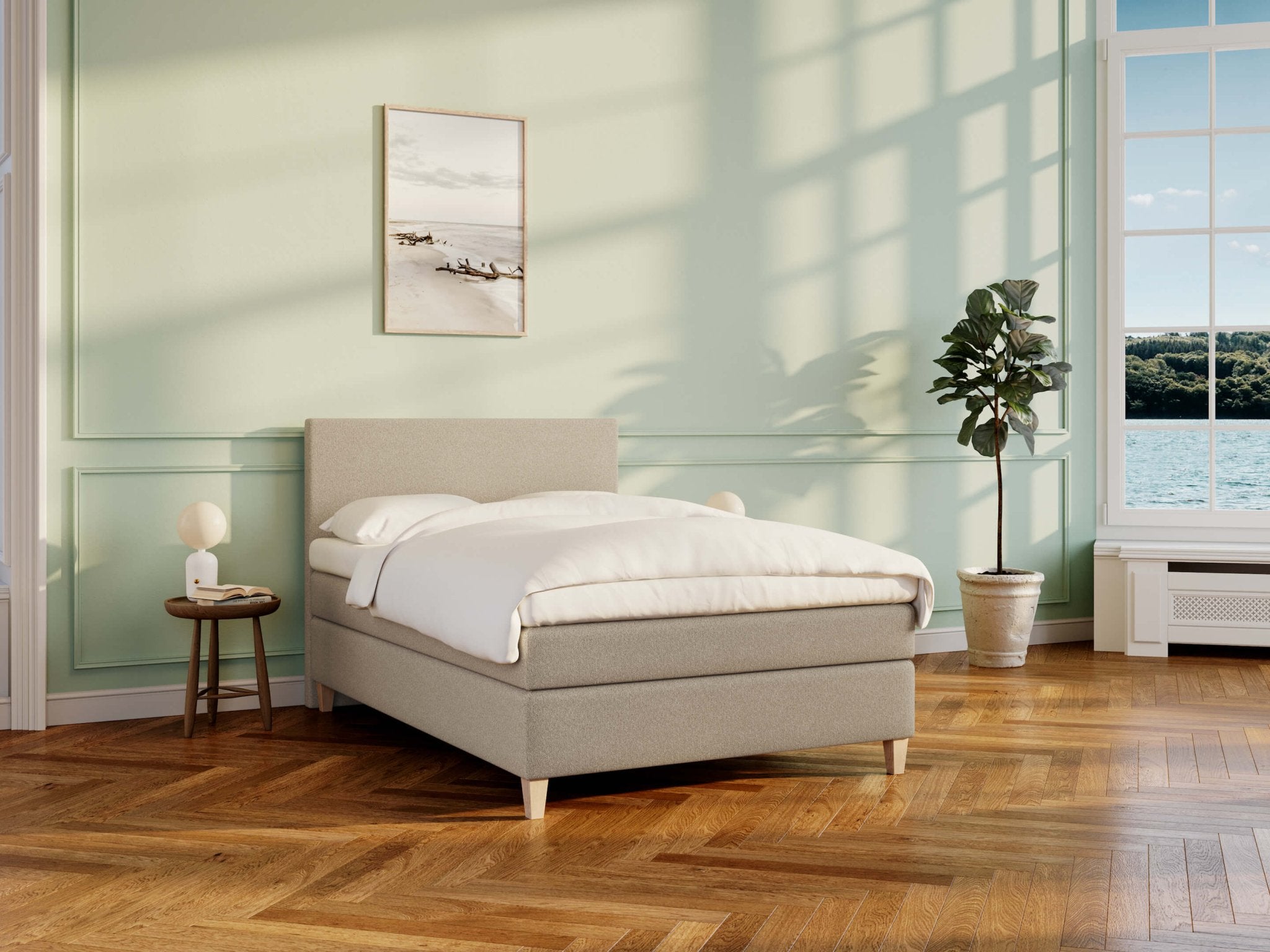 Tindra Nordlys 140x200 Sand Nordic Dream tilbyder senge med skandinavisk design og højkvalitets materialer. Oplev perfekt komfort for en god nattesøvn. Bestil din i dag!