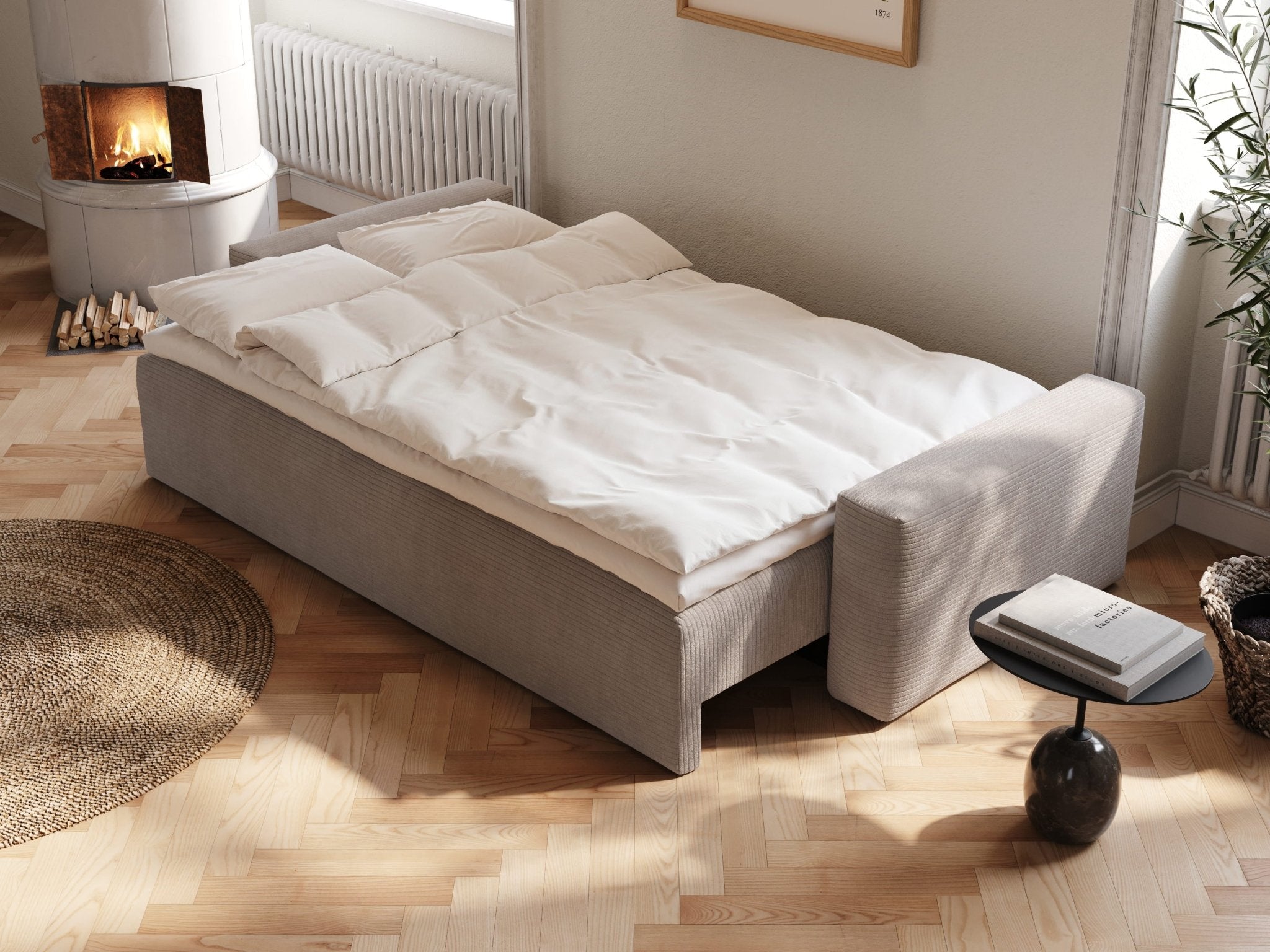 Mara | 145x200 cm | Latte fløjl | 596 - Nordic Dream