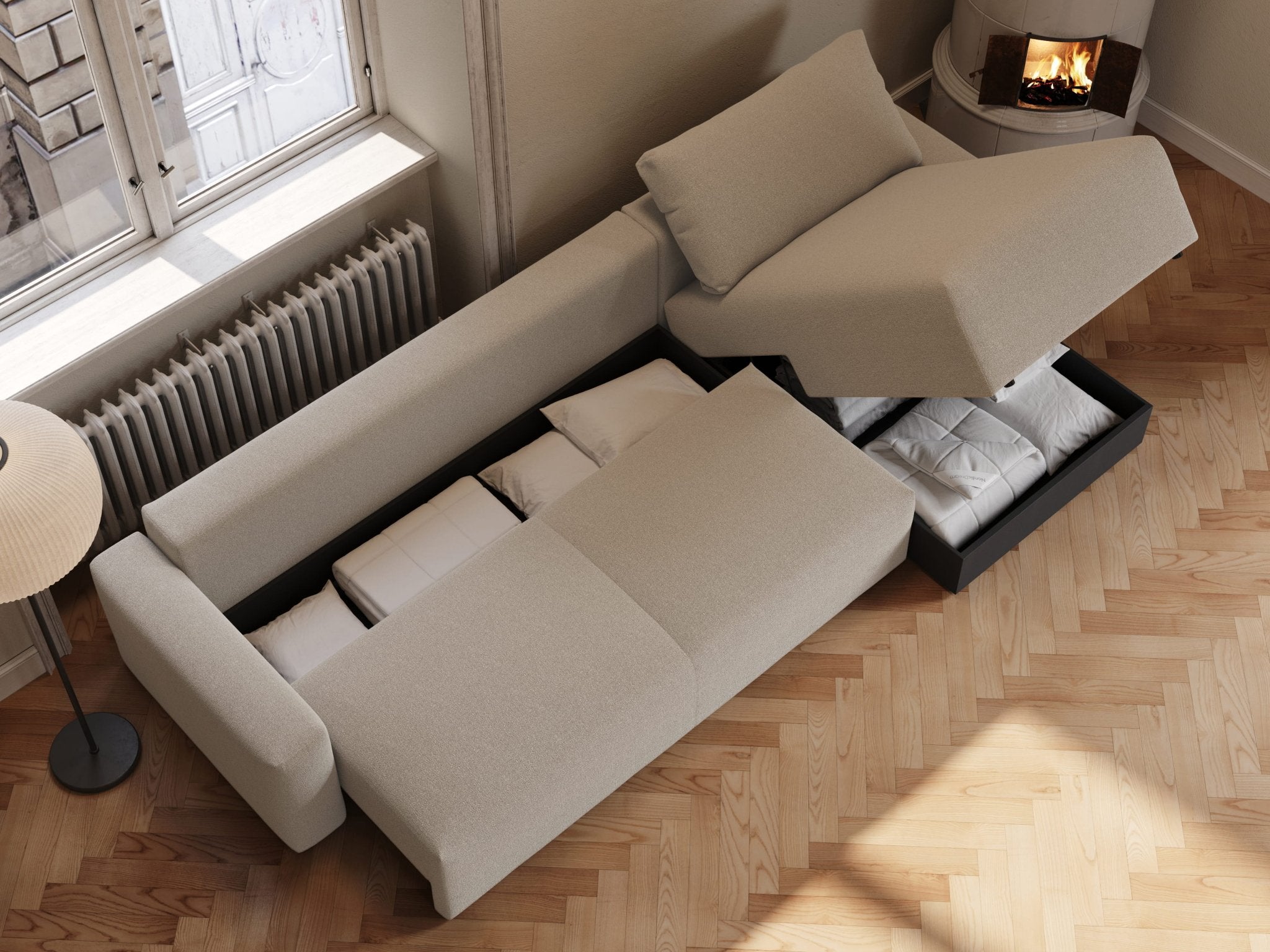 Maru | 145x342 cm | Bouclé beige | 539 - Nordic Dream