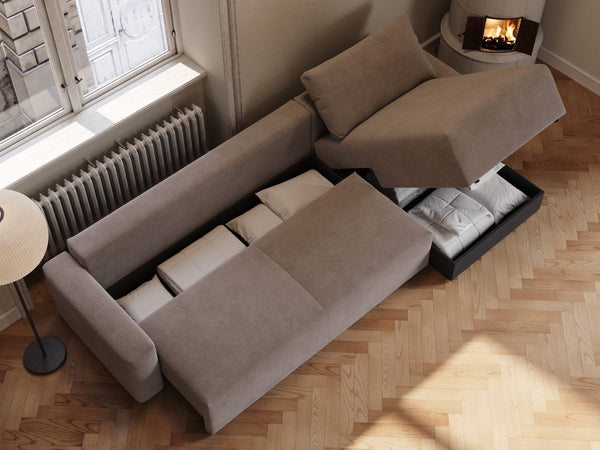 Maru | 145x342 cm | Latte fløjl | 596 - Nordic Dream