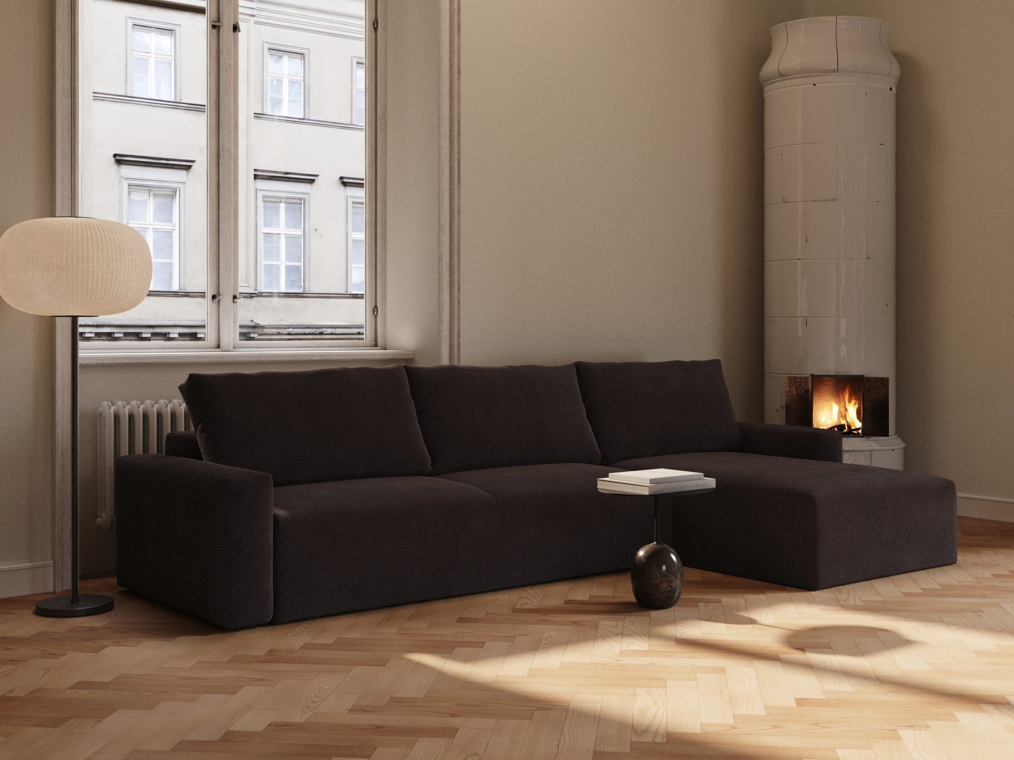 Maru | 145x342 cm | Chocco fløjl | 600 - Nordic Dream