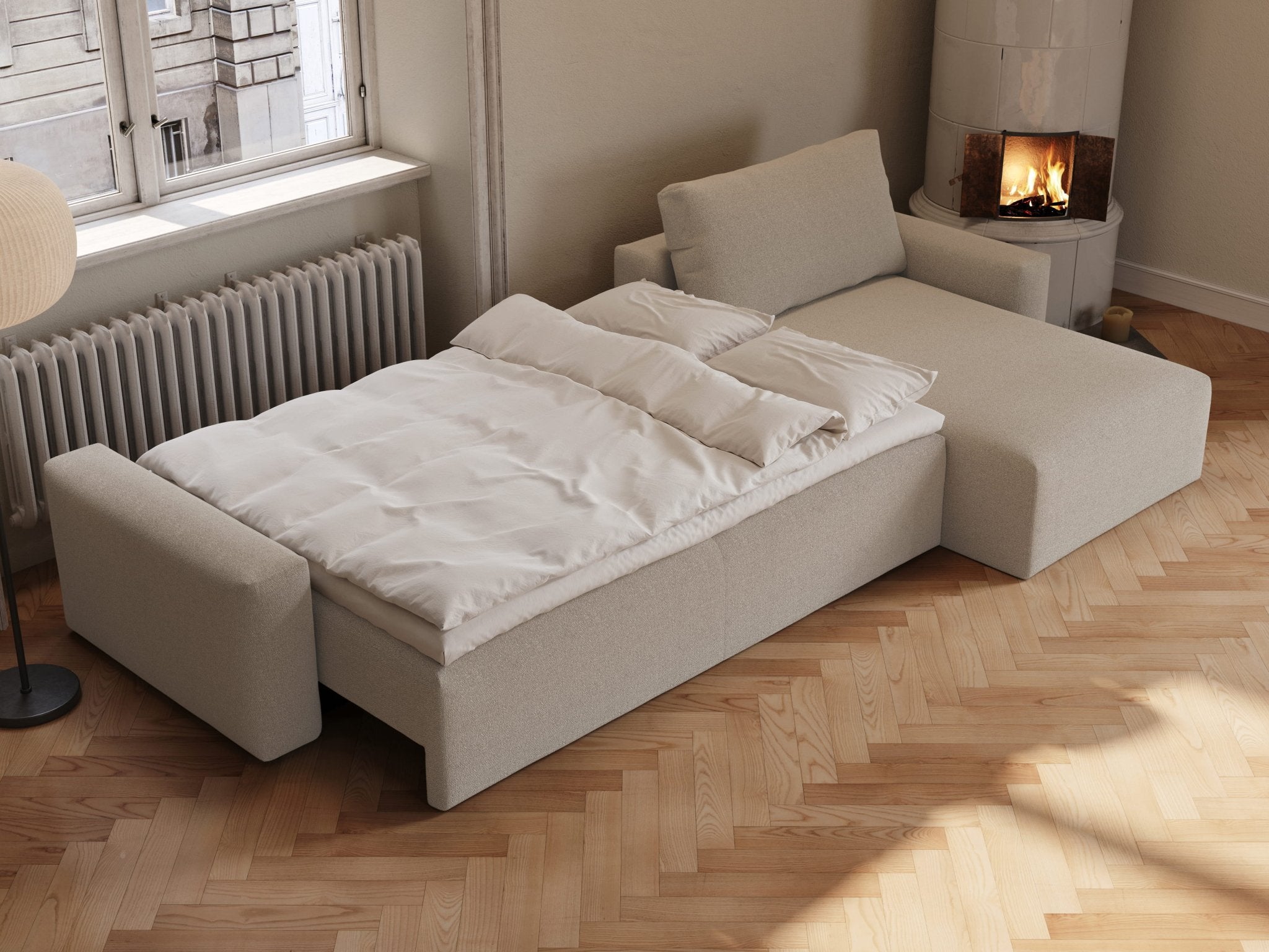 Maru | 145x342 cm | Bouclé beige | 539 - Nordic Dream